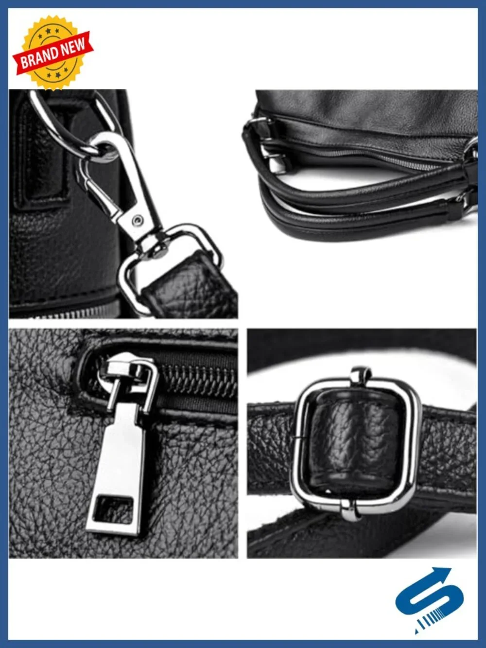 Vegan Leather Satchel Crossbody Handbag with Detachable Strap